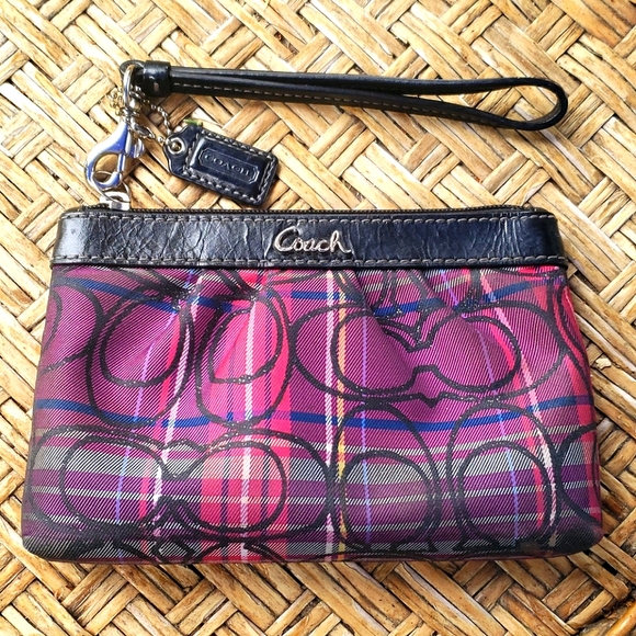 Coach Handbags - Coach Poppy Collection Plaid Wristlet